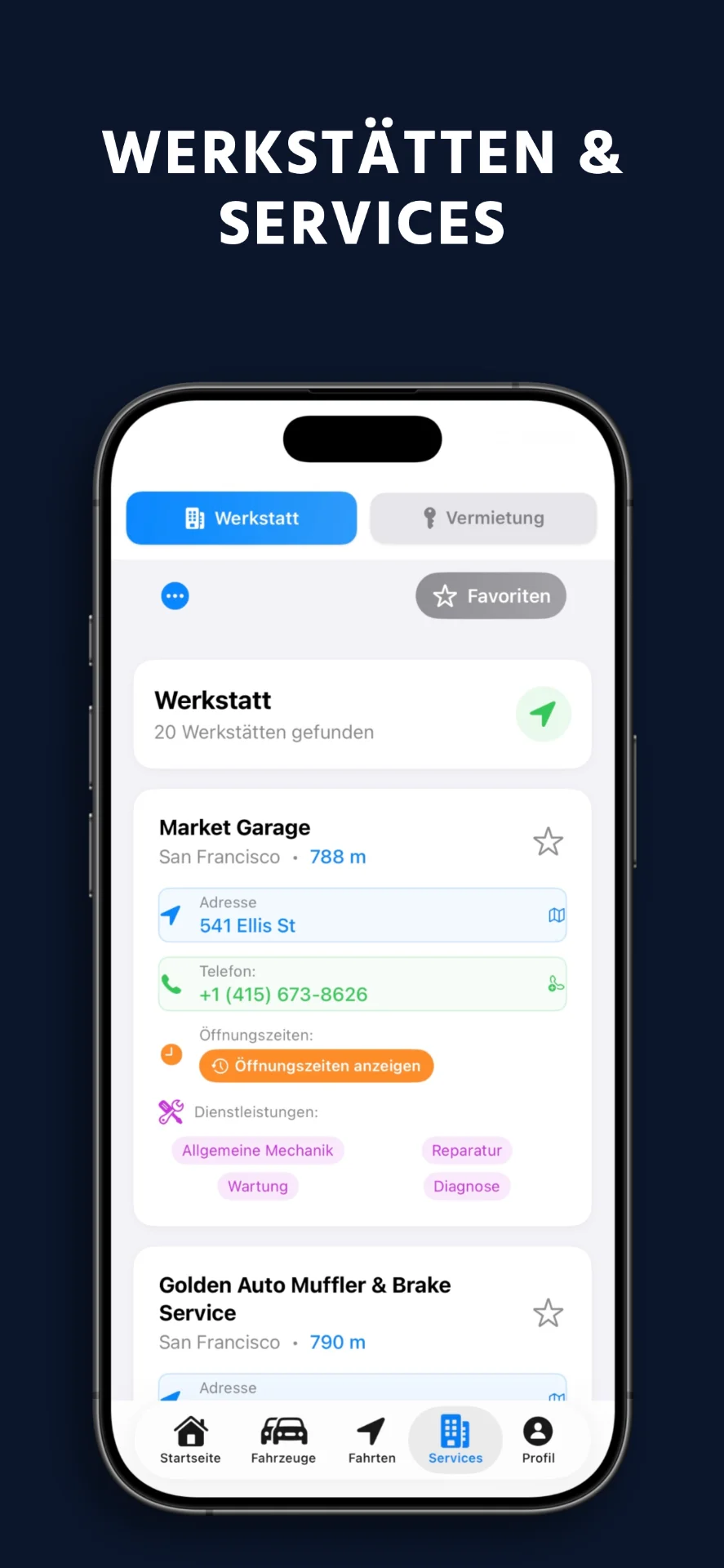 WheelTrack Werkstätten- und Autoservice-Suche